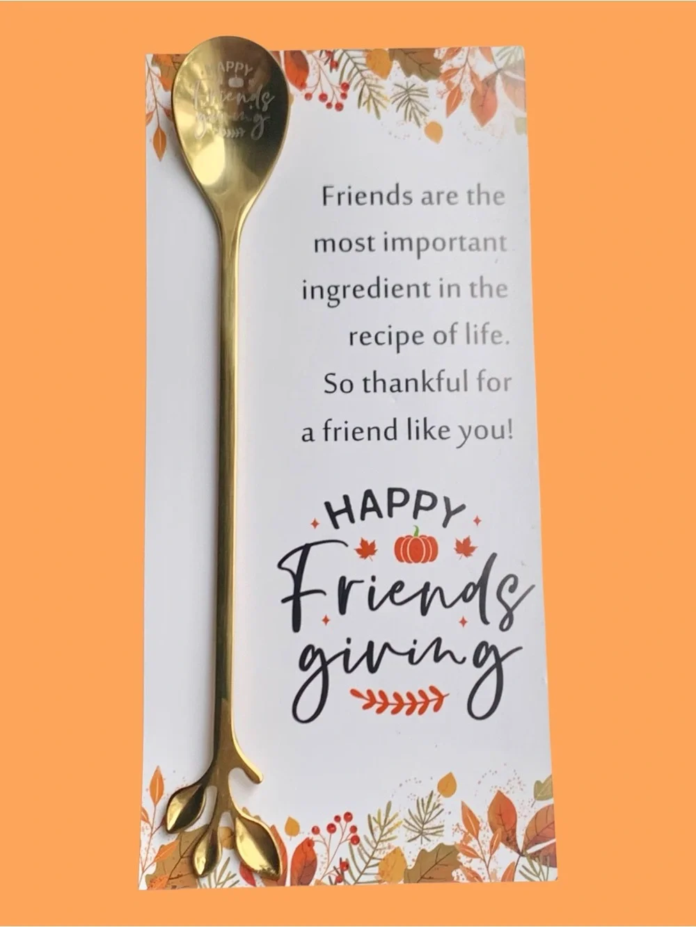 Gold Friendsgiving Decorative Serving Spoon - Festive Friend gift.